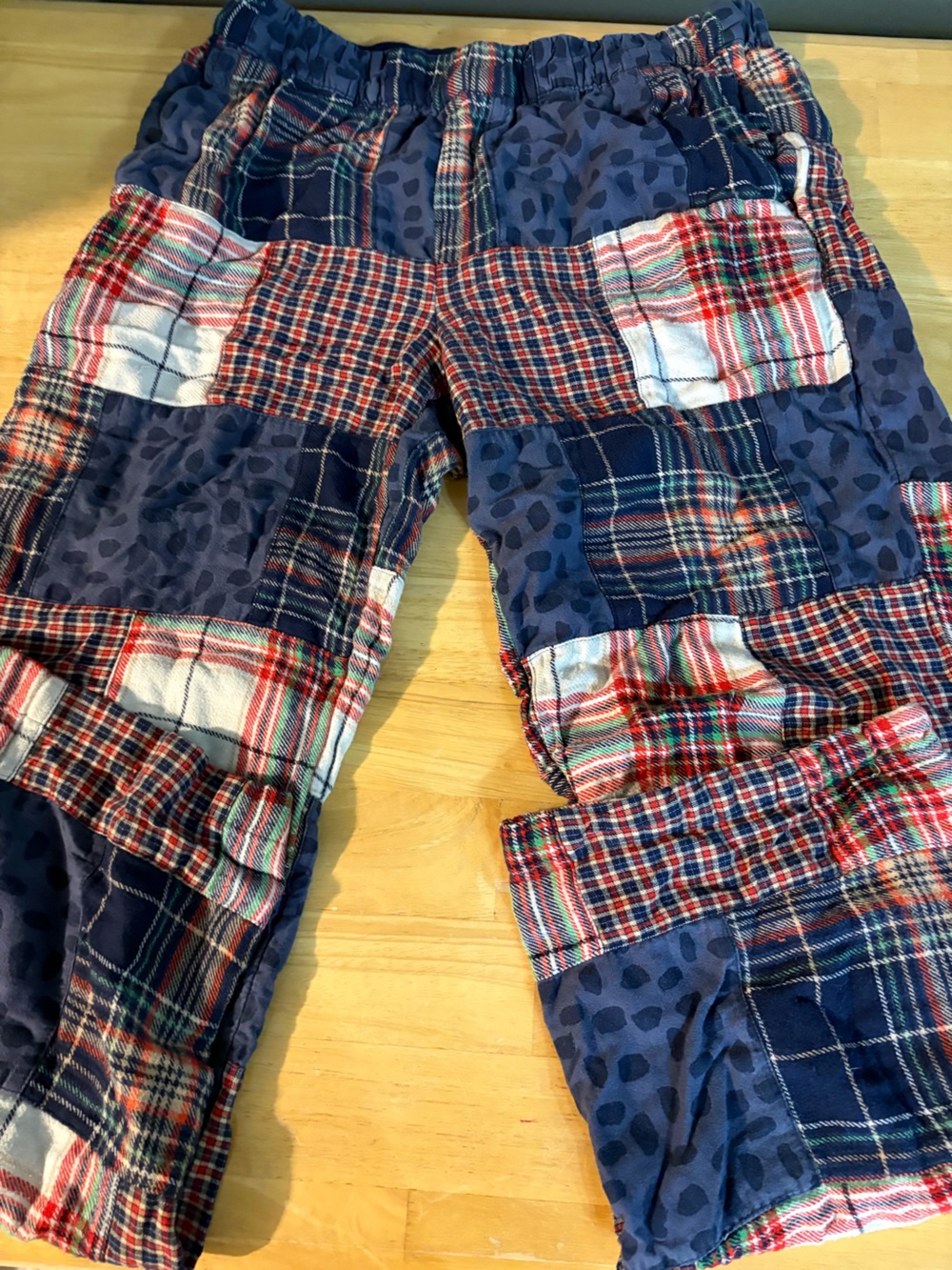 Vanity Patchwork Plaid Pajama Pants in Navy and Red